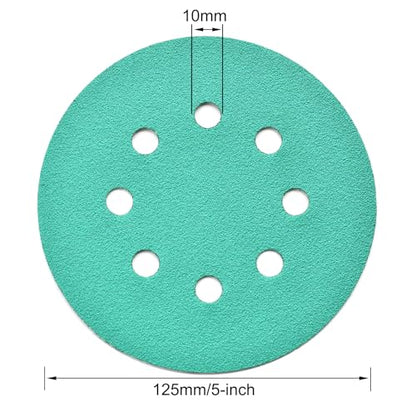 5-Inch 8-Hole Wet Dry Sanding Discs 100 Grit Sandpaper, 50-Pack - style: 100 Grit, 50 Pack