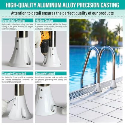 1 7/8" Pool Ladder Flange, Cast Aluminum Pool Deck Anchor Flange, 2 Pack - size: 1 7/8''