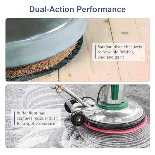 HUAALIUCHE 17" Sanding Screen Discs - Mesh Floor Sanding Screen - 60 Grit Black Silicon Carbide - for Wood Floors (10 Pack)+1-Piece Buffer Floor Pad - size: 17 inch, style: #60-10Pack+1Pad