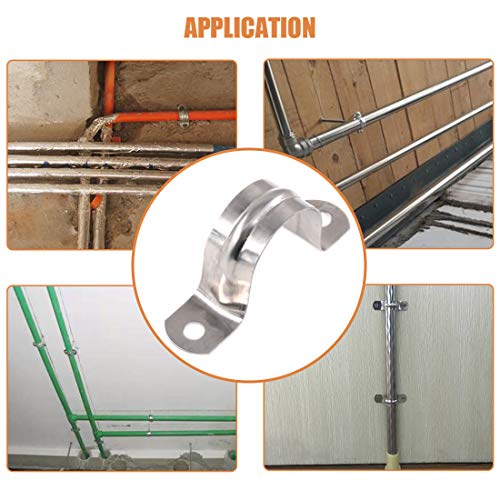 Keadic 30Pcs M35 Two Hole Strap U Bracket Tube Strap Tension Clips Stainless Steel Heavy Duty Rigid Pipe Strap Clamp, for Pipe Fixing on Various Surfaces and Support Structures - size: 1-3/8"-30pcs