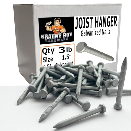 1.5” – Galvanized Joist Hanger -Huricane Strap Nails – 9 Ga - Smooth Shank Structural Connector - lbs (3, Pounds), Metallic