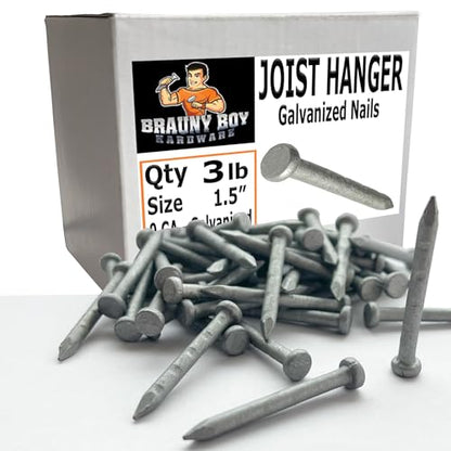1.5” – Galvanized Joist Hanger -Huricane Strap Nails – 9 Ga - Smooth Shank Structural Connector - lbs (3, Pounds), Metallic