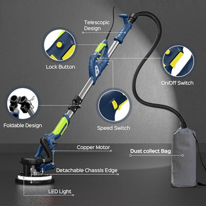 Drywall Sander, IMQUALI 2026 Upgraded 8-Amp Popcorn Ceiling Removal Tool - color: Blue & Green