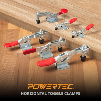 POWERTEC 8PK Small Toggle Clamp, 60 lbs Holding Capacity, 201 Quick Release Horizontal Adjustable Clamps for Woodworking Jigs and Fixtures, Welding, Drill Press, Table Saw Sled, Tool Boxes (20321-P2) - size: 201, 8PK