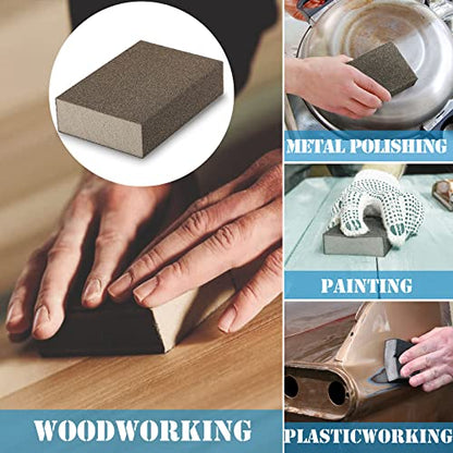 8Pcs 120 Grit Sanding Blocks, Jamiikury Fine Sanding Sponge Washable and Reusable, Wet Dry Sandpaper Sponge for Wood Metal FurniturePaint and Drywall - size: 120 Grits
