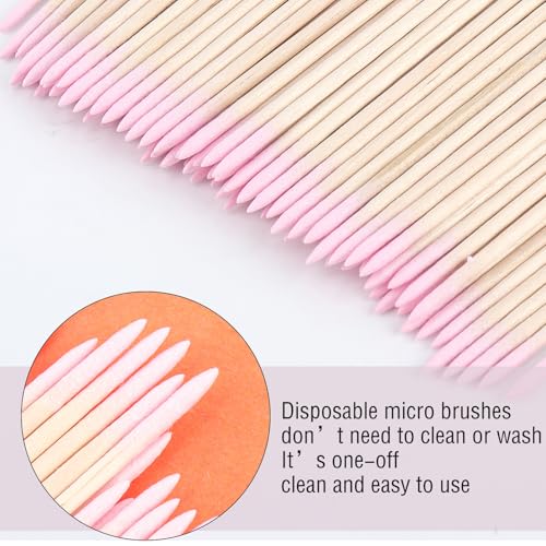 500 Pcs Disposable Micro Applicators Brush,Cotton Swabs Pointed Tip