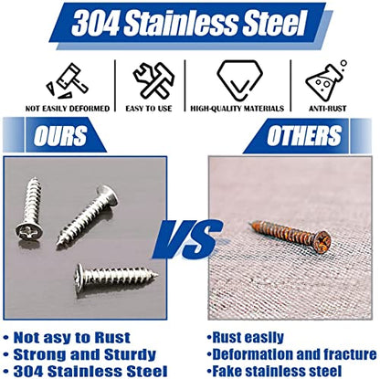 #4 x 3/8" 304 Stainless Steel Small Wood Screws, M3x10mm(100Pcs) - size: #4 x 3/8''-100pcs