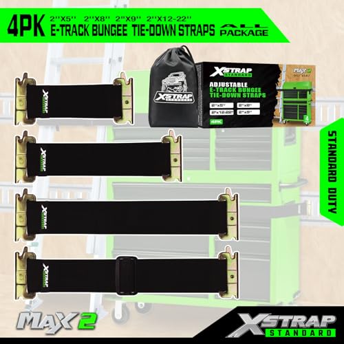 XSTRAP STANDARD 4 Pack E-Track Bungee Tie-Down Straps, Securing Straps Kit - size: Pack of 4