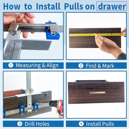 King&Charles Metal Cabinet Hardware Jig&3pcs Point Drill Bit - style: PRO-Metal