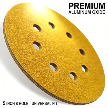 JUNE SUN 50Pcs 5 Inch 8-Hole 80 Grit Hook & Loop Sanding Discs - style: 80 Grit, 50Pcs