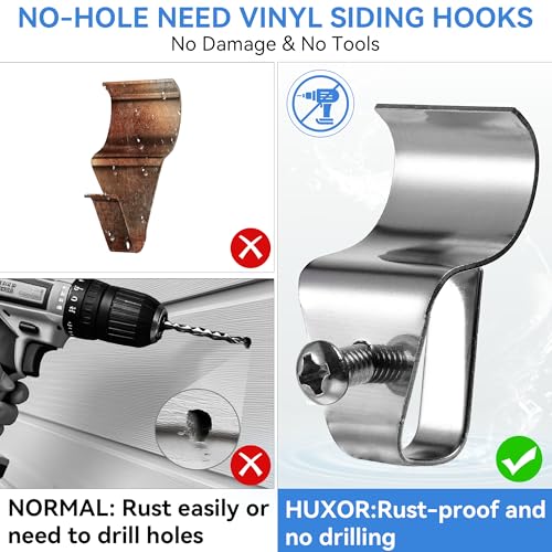 HUXOR Vinyl Siding Hooks with Screws, Siding Clips for Hanging, 40 Pack - size: 40 Pack