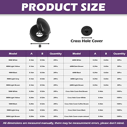 Swpeet 800Pcs 5/32" 1/5" 1/4" 8 Colors Plastic Screws Hinged Screw Cover Caps and Self Adhesive Screw Hole Stickers Assortment Kit, Snap Covers Washer Hole Tube Panel Plugs Fastener Cover Plugs