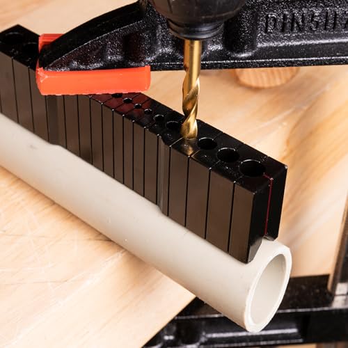 Dasqua Drill Guide – Portable Drill Bit Guide for Straight Holes, SAE Standard Hole Sizes 1/8" to 3/8", CNC Machined, Heat-Treated & Laser-Etched for Precision & Durability