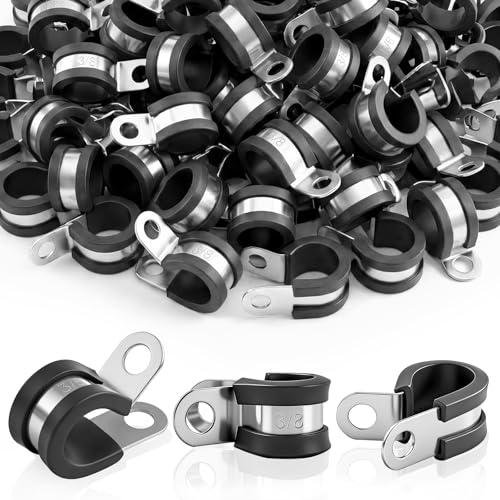 50 Pcs 3/8 Inch Cable Clamps Stainless Steel Pipe Clamps Holder - size: 3/8 Inch
