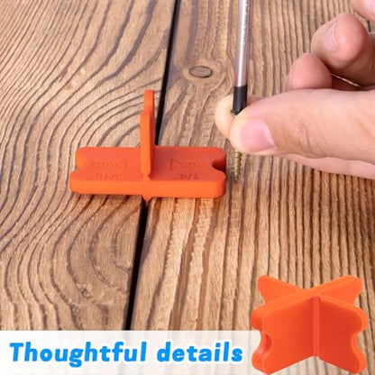 Deck Board Spacer Tool Set, 8 Pack red ABS Plastic Spacing Guides, Multiple Thicknesses 1/16 ，3/16，1/8、1/4 Inch, for Composite Decking Installation