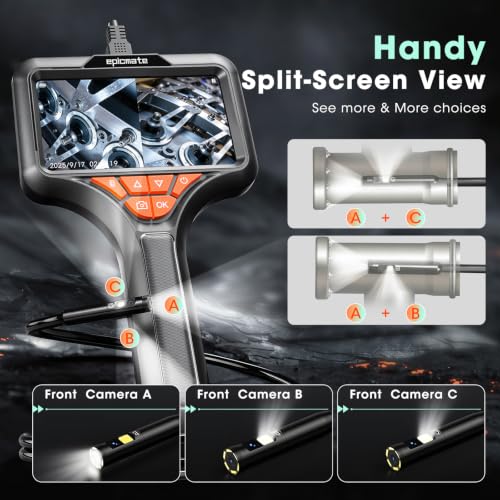 5" Triple Lens Handheld Endoscope Camera with Light