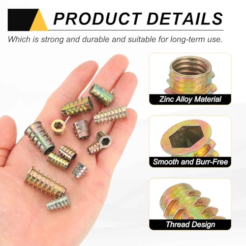 MECCANIXITY 28 Pcs Threaded Inserts for Wood, Zinc Alloy M8 Thread Inserts Nuts Hex Socket Drive Screw 20mm Length for Furniture, Cabinet, Tables and Chairs - size: M8x20mm