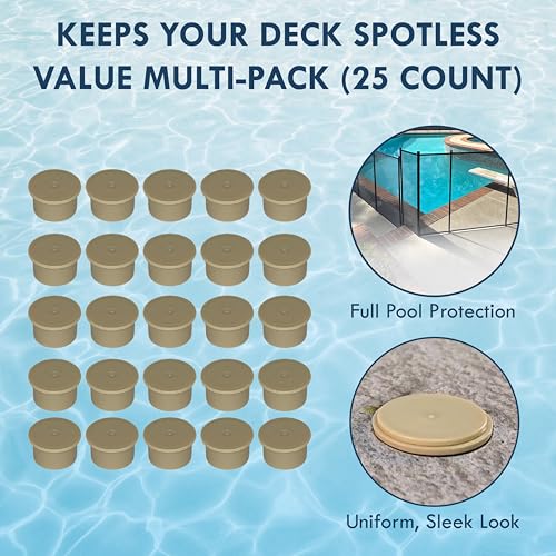 Pool Fence Hole Caps for 1-Inch Poles, Tan, 25 Pack - color: Tan