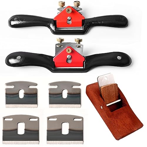 9" 10" Adjustable Spokeshave Kit with 6pcs Metal Blade, Woodworking Plane