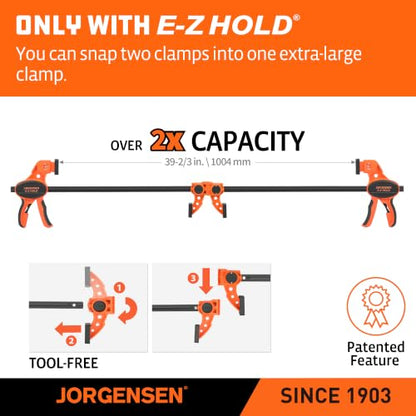 JORGENSEN E-Z Hold 2-Pack 18" 300LBS Load Indicator Woodworking Bar Clamps - size: 18 inch