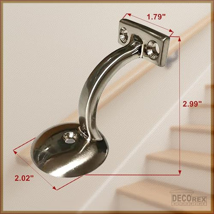 Handrail Bracket Round for Stairways with Mounting Screws - Set of 5 - (Satin Chrome) - DH-B4 - style: Satin Chrome Round