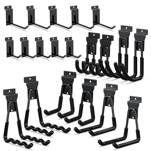 3-H Slatwall Hooks 20 Pack Heavy Duty Multi Sizes, Slatwall Accessories - color: Black, size: 20