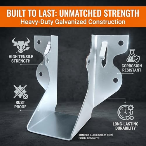 50 Pack 2x4 Joist Hangers, 18 Gauge Galvanized Face Mount - size: 2" x 4"