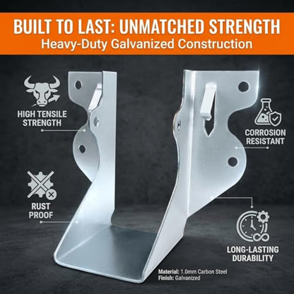 50 Pack 2x4 Joist Hangers, 18 Gauge Galvanized Face Mount - size: 2" x 4"