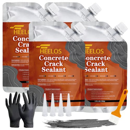Concrete Crack Filler, 4 Pack Self Leveling Crack Sealant Repair Sealer, High Elasticity Cement Crack Filler, Waterproof Caulking Glue for Driveway, Patio, Sidewalk, Concrete Joint Repair, Grey - color: grey
