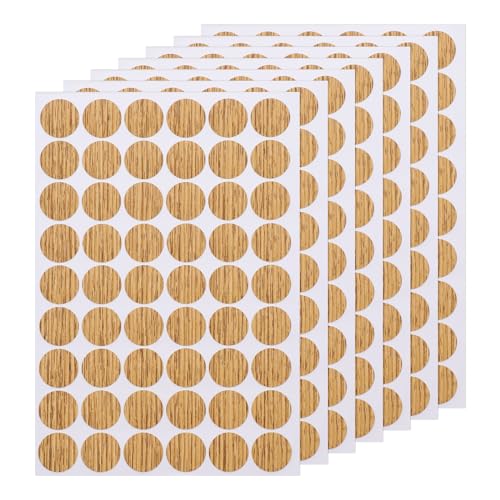 Uxcell 7 Sheets/378PCS Self Adhesive Screw Hole Stickers, 2.1cm/0.83" PVC Screw Hole Covers for Furniture, Wood Cabinet, Wall, Desk, Table, Bookcase, Walnut - color: Walnut