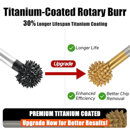 CAELUM Titanium-Coated Sphere Carbide Rotary Burr, 1/8" Coarse Carving Kit - color: Titanium Coated Sphere