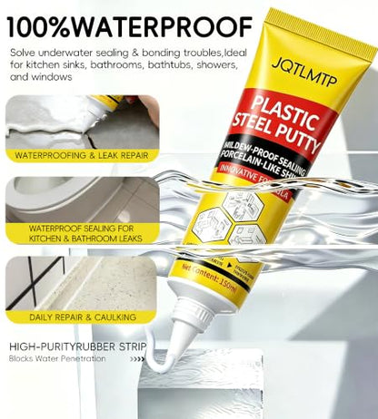 White Silicone Caulk 5.29 Oz, Waterproof Sealant for Home Repair