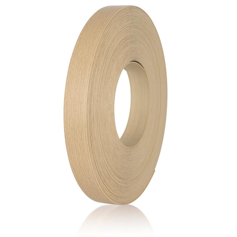 Light Beige Wood Grain Edge Banding, 15/16" x 100ft PVC Edge Banding Tape, 1mm Thick Wood Veneer Edging for Kitchen Cabinets, Closet Shelves & Room Renovations - color: Light Beige, size: 15/16 inch X 100 ft