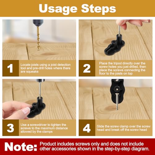 60 Pack Squeaky Floor Repair Screws, Steel, Breakaway Design