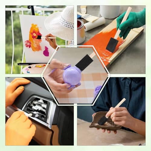 Foam Brushes for Painting 1 Inch 52 Pcs Sponge Paint Brushes for Crafts - color: Black 52 Pack 1 Inch