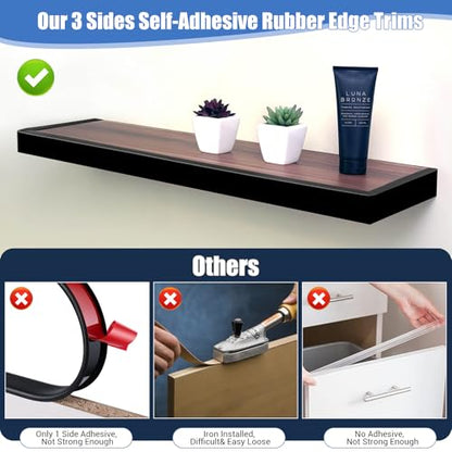 Rubber Edge Trim, Self-Adhesive U Channel Edge Protector for Plywood, Cabinet, 1" Wood Edge Banding, Flexible Furniture Repair, EPDM Material, Fit 1"(25mm), Length 10Ft, Black - size: Fit 1"- L10'