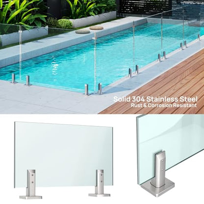 LukLoy 6 Pack T304 Stainless Steel Glass Railing Spigot Brushed - color: Silver - 6 Pack