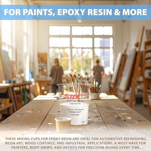 Custom Shop Paint Mixing Cups, 32-Ounce, 36 Pack, Plastic Measuring Cups - style: 36 Cups + 12 Lids