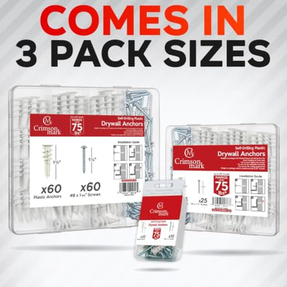 120PCS #8 Self Drilling Drywall Anchors and Screws Assortment Kit