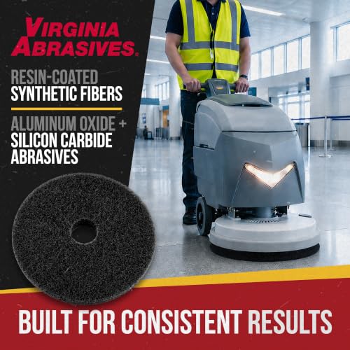 Black Floor Maintenance Pads, Heavy-Duty Stripping & Scrubbing, 15", 5 Pack - color: Black, size: 15"