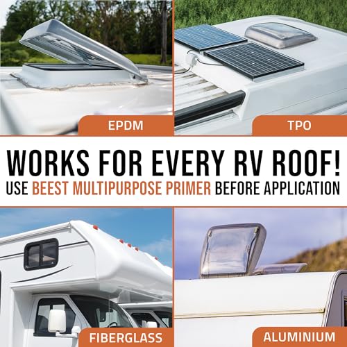 BEEST RV Roof Coating Silicone White, 3.5G Covers up to 117 sq ft (2 Coats)| Liquid Rubber RV Roof Sealant for Trailer, Camper & Metal Building - Elastomeric Repair Coating, EPDM, TPO Sealer, sealant - style: 3.5G - Coating
