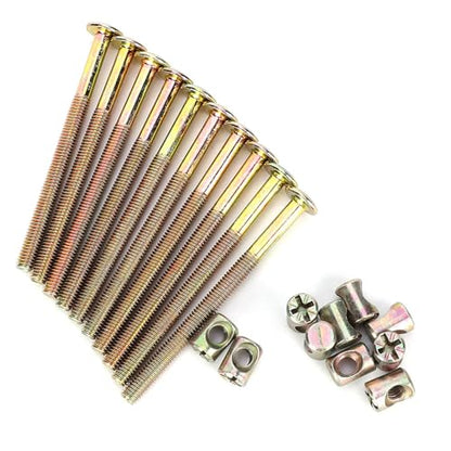 Furniture Bolts and Barrel Nuts, 10 Pcs Bed Frame Bolts Crib Replacement Hardware Kit M6 Bed Bunk Furniture Hex Dowel Bolts with Barrel Nuts Carbon Steel Cross Dowel Nut (100mm) - size: 100mm
