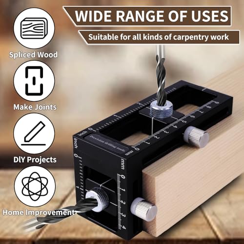 2-in-1 Auto Centering Dowel Drilling Jig with 8 Size Drill Bushings 3-10mm