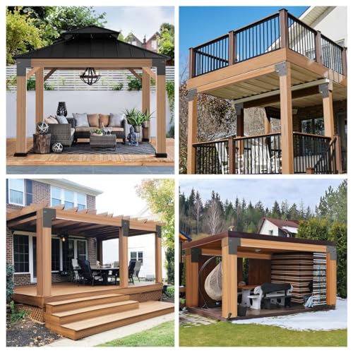 Post Bracket Stainless Steel, L Shape & 6"x6" (Actual 5.6x5.6) , Fit Wood Beams Bracket, Connector for Deck Patio Post, Gazebo, Garden, Yard, 2 Pcs - style: L shape