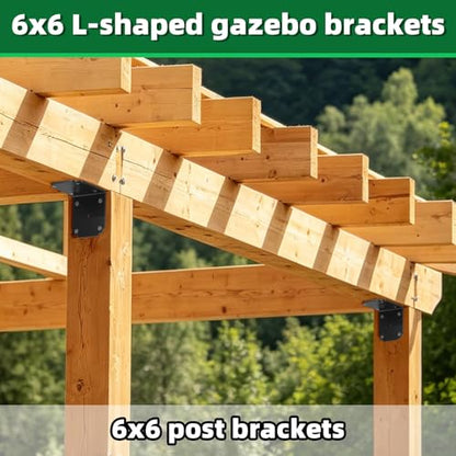 4 PCS 6" x 6" x 5" L Right Angle Bracket, Heavy Duty Corner Brace - size: 6x5 inch ( 4 Pack )