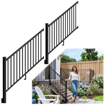 Egadis 2 Pack 36 in x 6 ft Modular Side Mount Aluminum Stair Railing Kit - color: Stair 6ft-P2