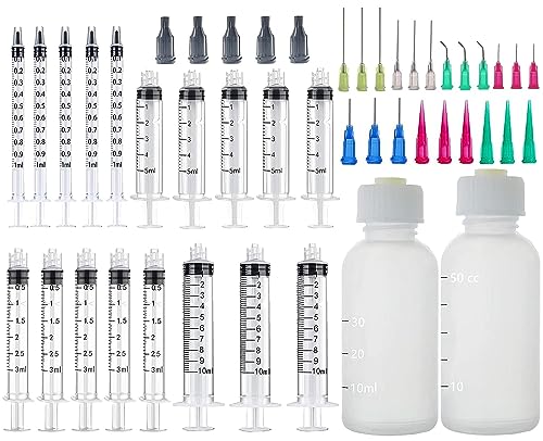 20 Pack Dispenser and 30ml+50ml Glue Bottle, 1ml, 3ml, 5ml, 10ml Glue Dispenser, 14ga, 16ga, 18ga, 20ga, 22ga, 25ga Accessories and Caps, for Ink, Epoxy, Woodworking, Craft, Liquid Dispensing - size: 20 Pack - 1ml, 3ml, 5ml, 10ml, 30ml, 50ml