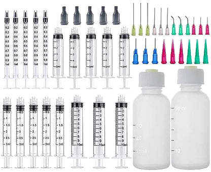 20 Pack Dispenser and 30ml+50ml Glue Bottle, 1ml, 3ml, 5ml, 10ml Glue Dispenser, 14ga, 16ga, 18ga, 20ga, 22ga, 25ga Accessories and Caps, for Ink, Epoxy, Woodworking, Craft, Liquid Dispensing - size: 20 Pack - 1ml, 3ml, 5ml, 10ml, 30ml, 50ml