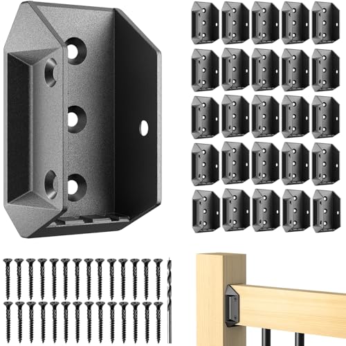 40 Pack Aluminum Deck Railing Brackets for 2x4 Wood Rail with 240 Screws
