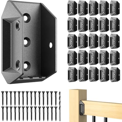 40 Pack Aluminum Deck Railing Brackets for 2x4 Wood Rail with 240 Screws
